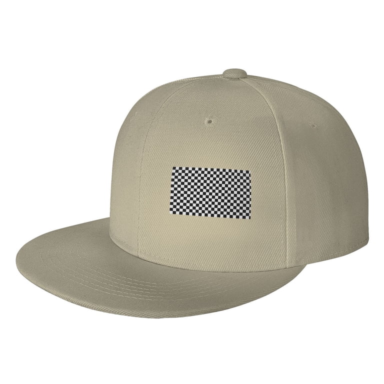 Unisex Adjustable Snapback Hat Black White Checkered Pattren  display picture 1