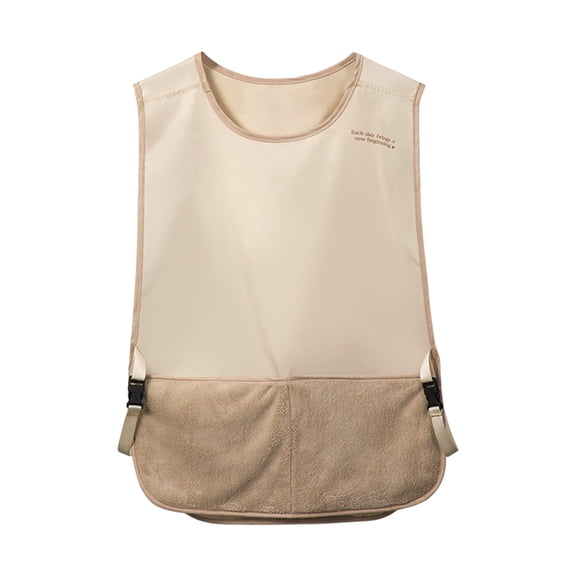 Unisex Adjustable Waist Apron with Pockets & Absorbent Towel | Waterproof & Oil Proof Kitchen Cooking Vest | 70x40cm Beige Polyester BBQ Catering Work Clothes