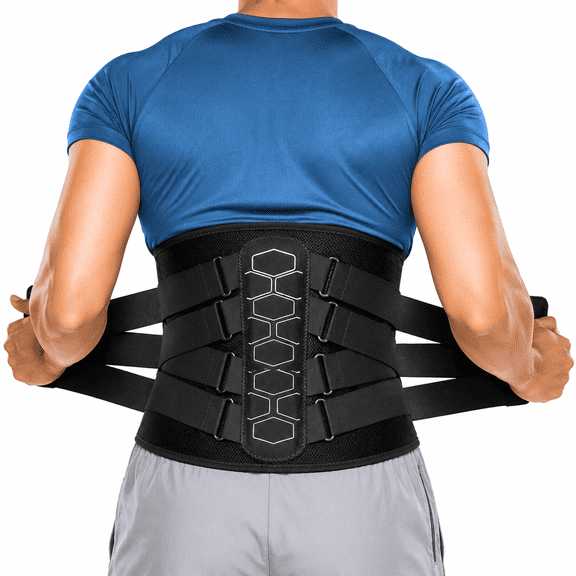 Unisex Adjustable Waist Support Belt, Breathable Mesh Back Support Brace with 3-Panel Lumbar Compression Pad for Lower Back Pain Relief, Posture Support & Daily Fitness Use