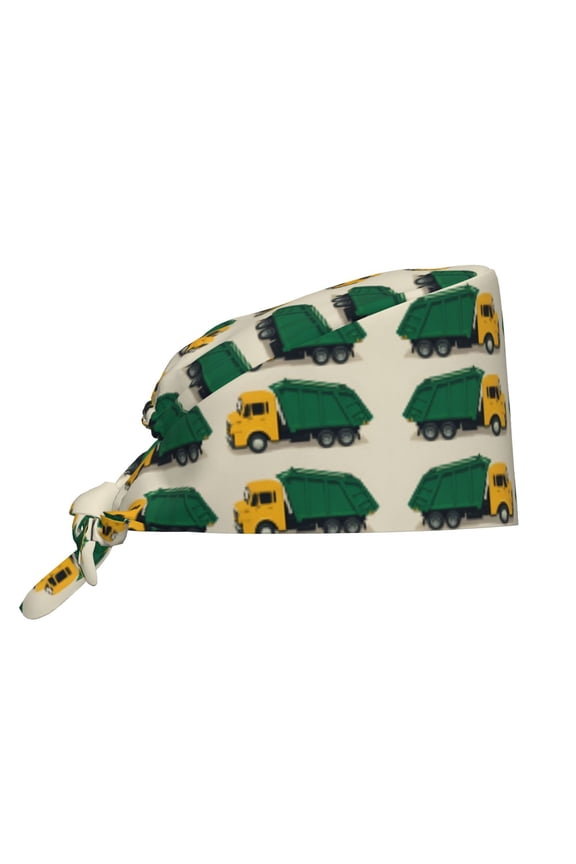 Unisex Adjustable Working Cap Cartoon Garbage Truck Elastic Tie-Back One Size