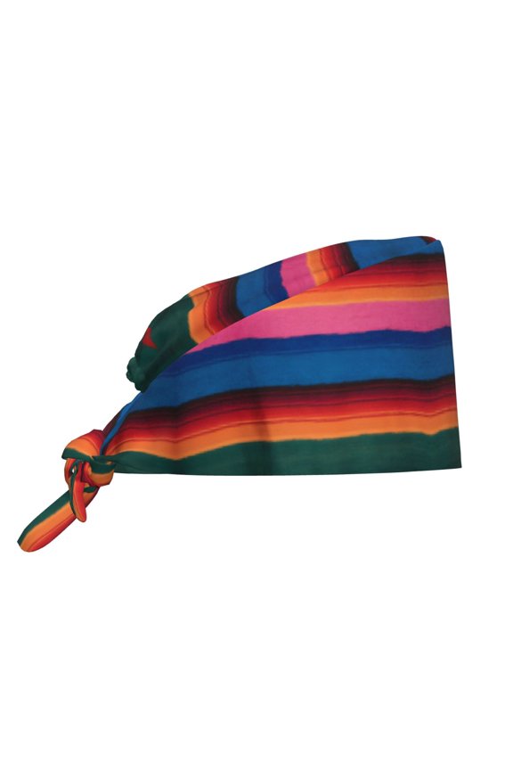Unisex Adjustable Working Cap Colorful Mexican Blanket Stripes Elastic Tie-Back One Size