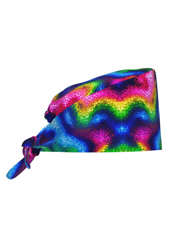 Unisex Adjustable Working Cap Colorful Splatter Paint Elastic Tie-Back One Size
