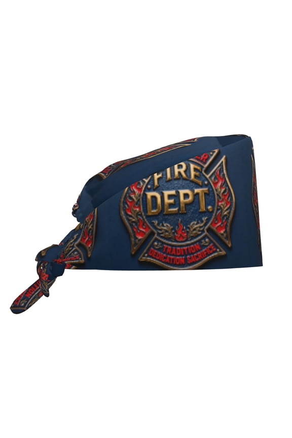 Unisex Adjustable Working Cap Firefighter Blue Elastic Tie-Back One Size