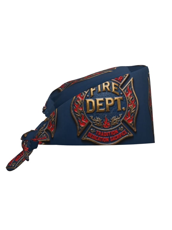 Unisex Adjustable Working Cap Firefighter Blue Elastic Tie-Back One Size