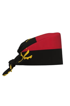 Unisex Adjustable Working Cap Flag Of Angola Elastic Tie-Back One Size