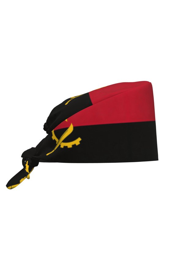 Unisex Adjustable Working Cap Flag Of Angola Elastic Tie-Back One Size