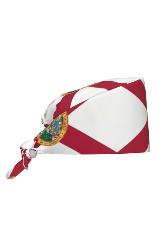 Unisex Adjustable Working Cap Florida Flag Elastic Tie-Back One Size