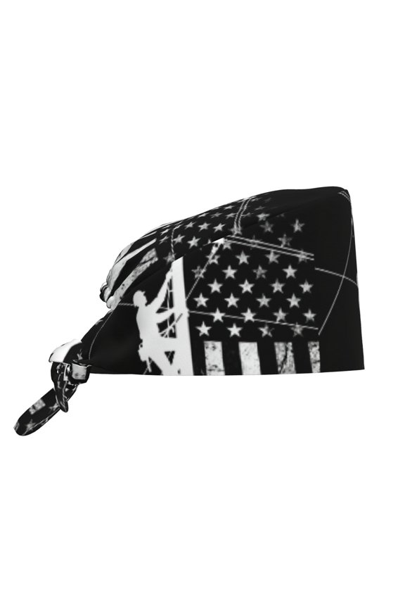 Unisex Adjustable Working Cap Lineman Flag Elastic Tie-Back One Size
