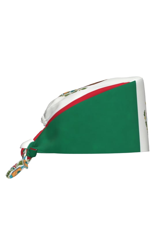 Unisex Adjustable Working Cap Mexican Flag Elastic Tie-Back One Size