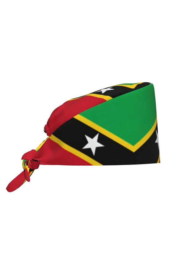 Unisex Adjustable Working Cap Saint Kitts And Nevis Flag Elastic Tie-Back One Size