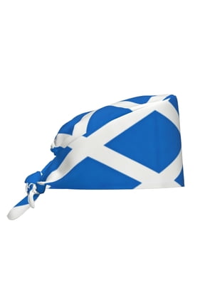 Unisex Adjustable Working Cap Scottish Flag Elastic Tie-Back One Size