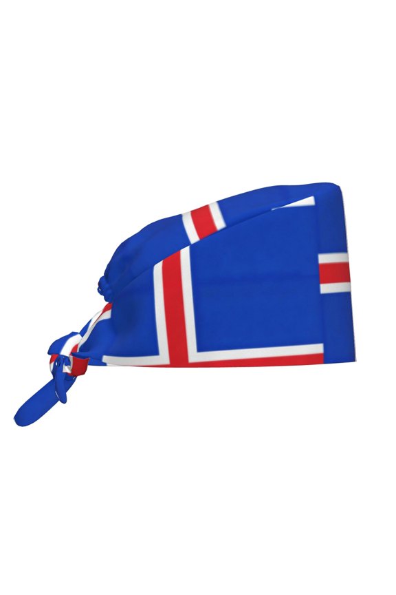 Unisex Adjustable Working Cap The Icelandic Flag Elastic Tie-Back One Size