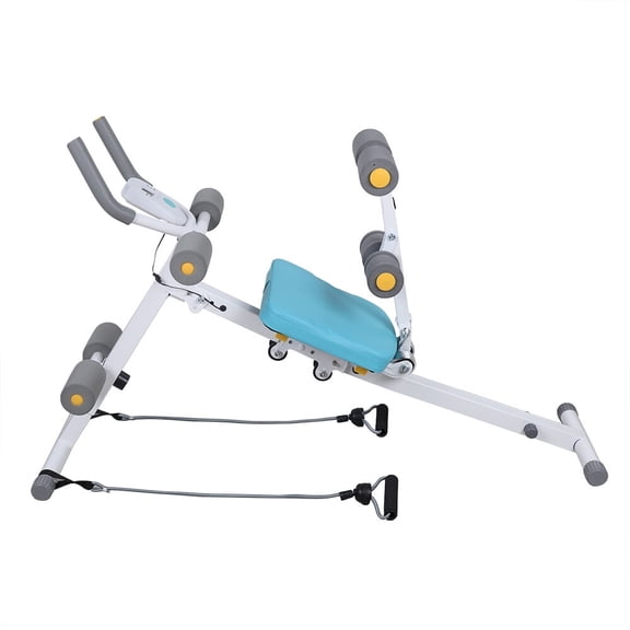 Unisex Adult Abs Machine for Home/Office Gym - Steel Build, LCD Screen, 4 Non-Slip Mats, Resistance Bands, Silent Rollers, 120kg Capacity