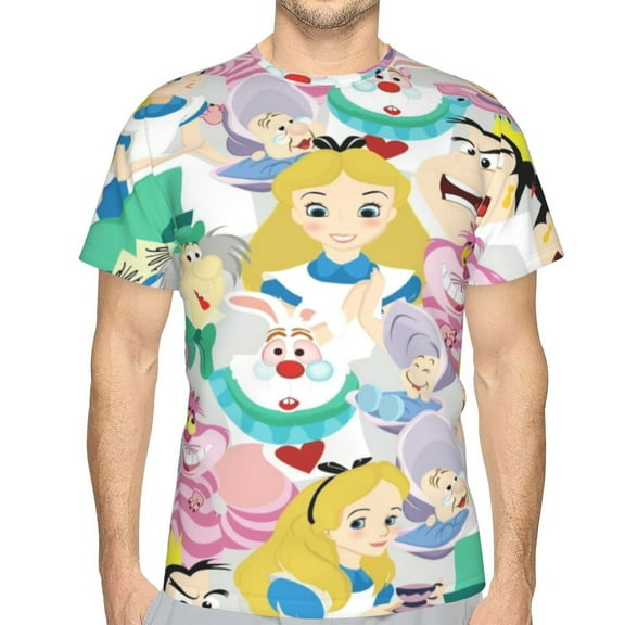 Unisex Adult Alice in Wonden-Lan T-Shirts, 3D Graphic Novelty Shirts Crewneck Short Sleeve Tees for Men Women