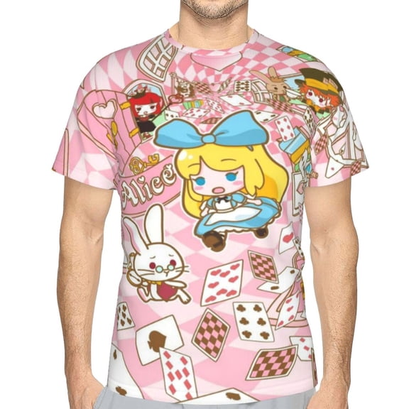 Unisex Adult Alice in Wonden-Lan T-Shirts, 3D Graphic Novelty Shirts Crewneck Short Sleeve Tees for Men Women