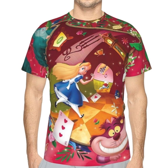 Unisex Adult Alice in Wonden-Lan T-Shirts, 3D Graphic Novelty Shirts Crewneck Short Sleeve Tees for Men Women