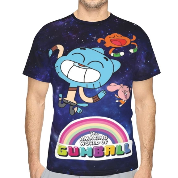 Unisex Adult Amazing World of Gumball T-Shirts, 3D Graphic Novelty Shirts Crewneck Short Sleeve Tees for Men Women