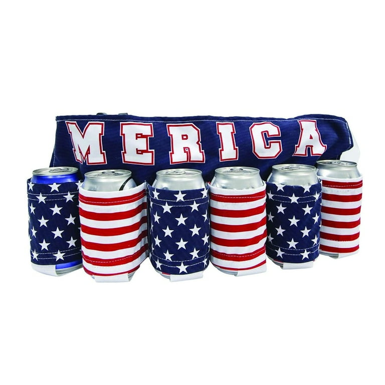 Unisex-Adult American Flag Printed Beer Can Holder Belt with