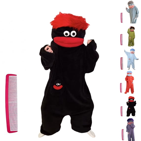 Unisex Adult Big Mouth Monster Onesie with Comb Prop, 2026 New Silly Pajamas Plush One Piece Cosplay Suit Loungewear Red XL