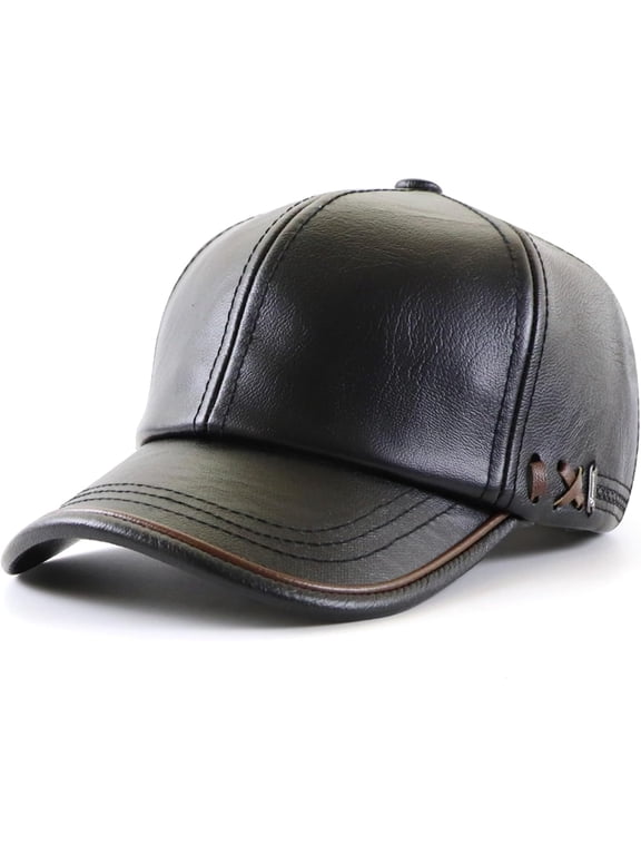 Unisex Adult Black Baseball Cap - Adjustable, Leather, Classic Style, One Size Fits Most - Perfect for Sports, Travel, Gifts