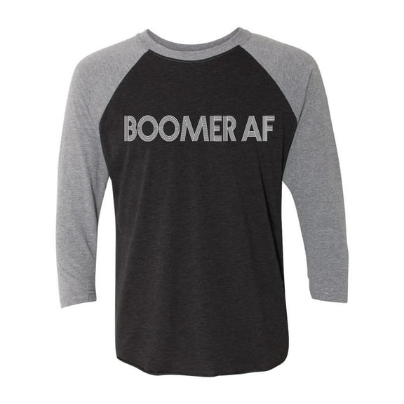 Unisex Adult Boomer AF Funny Raglan Short Sleeve T-shirt-Premium Heather/Vintage Black-small