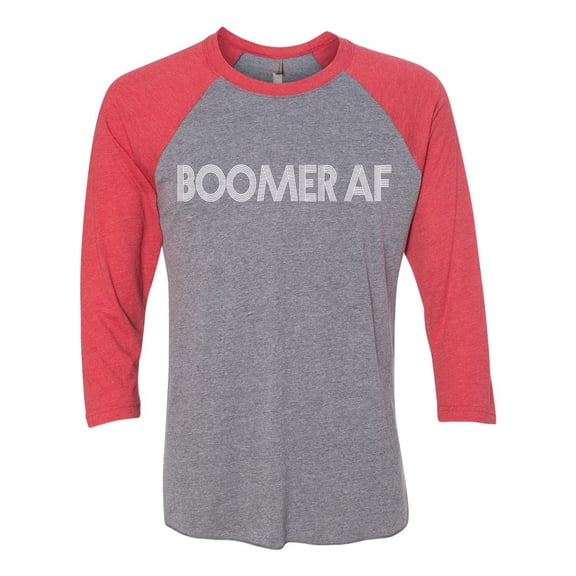 Unisex Adult Boomer AF Funny Raglan Short Sleeve T-shirt-Vintage Red/Premium Heather-xs