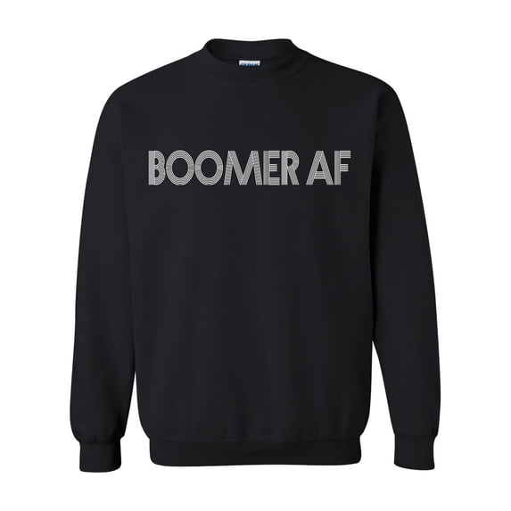 Unisex Adult Boomer Af Funny Crew Neck Sweatshirt-Black-4xl