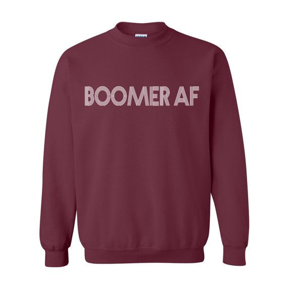Unisex Adult Boomer Af Funny Crew Neck Sweatshirt-Maroon-xl