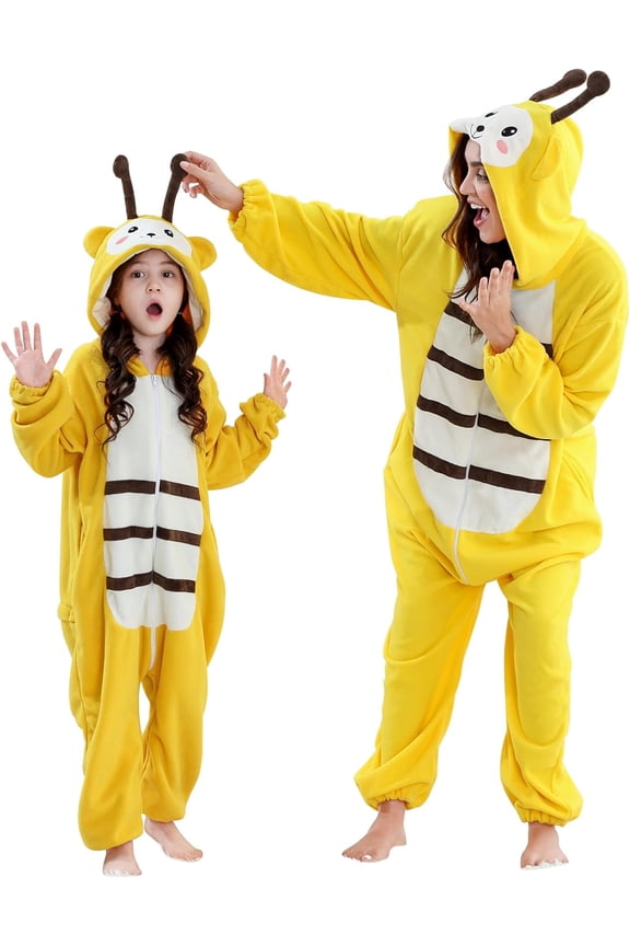 Unisex Adult Animal Onesie Pajamas - Animal Onesies Pajamas Cute Fuzzy Design Long Sleeve Hooded Zip Up Sleepwear for Family Matching Halloween Christmas Outfit