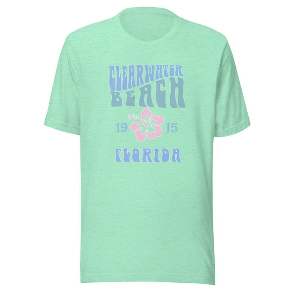 Unisex Adult Clearwater Beach T-Shirt Vintage Retro Look Hibiscus
