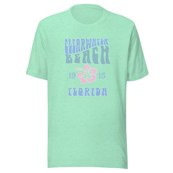 Unisex Adult Clearwater Beach T-Shirt Vintage Retro Look Hibiscus