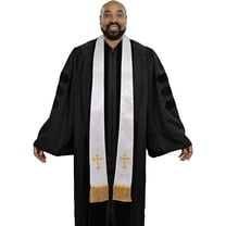 Unisex Adult Clergy Stole – Embroidered Church Crosses – 90” Long, Fits All Body Types - White