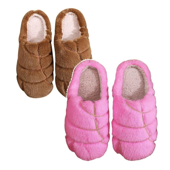 Unisex Adult Concha Slippers Memory Foam Casual, Round Toe (Coffee 1PCS & Red 1PCS 41)