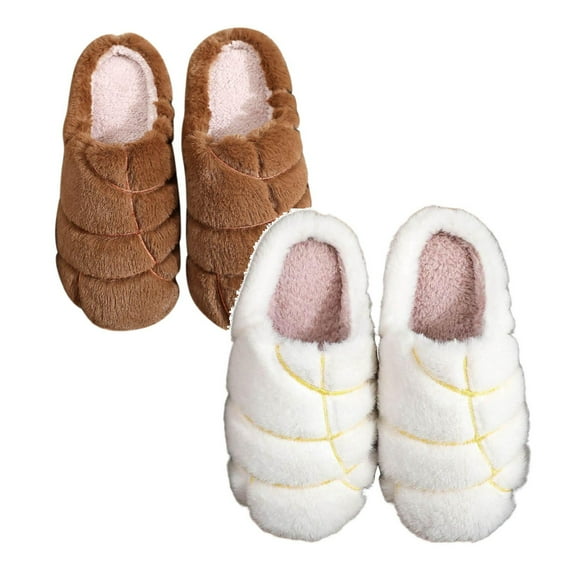 Unisex Adult Concha Slippers Memory Foam Casual, Round Toe (Coffee 1PCS & White 1PCS 43)