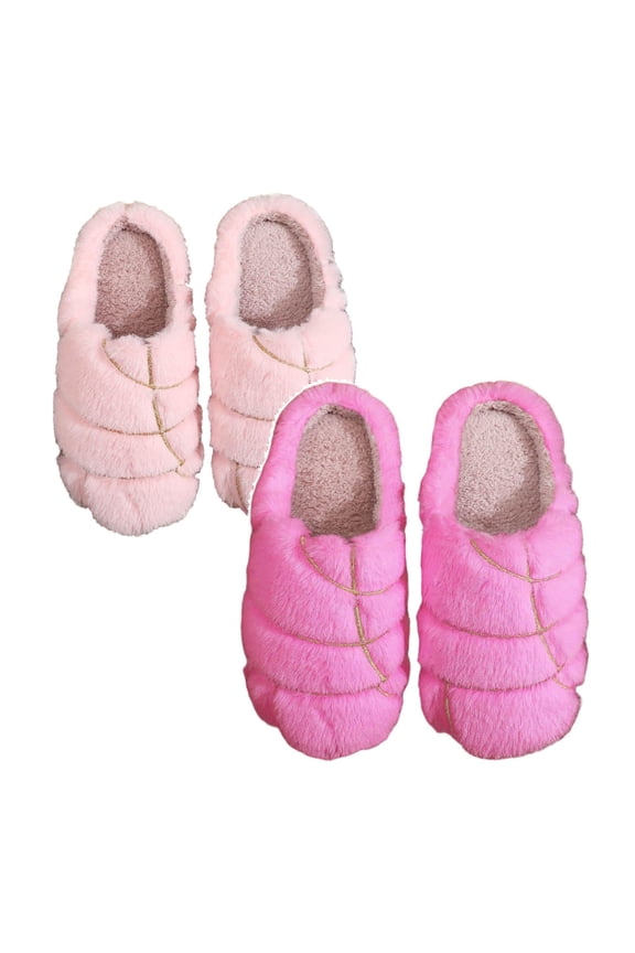 Unisex Adult Concha Slippers Memory Foam Casual, Round Toe (Pink 1PCS & Red 1PCS 39)