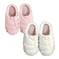 thumbnail image 1 of Unisex Adult Concha Slippers Memory Foam Casual, Round Toe (Pink 1PCS & White 1PCS 39), 1 of 9