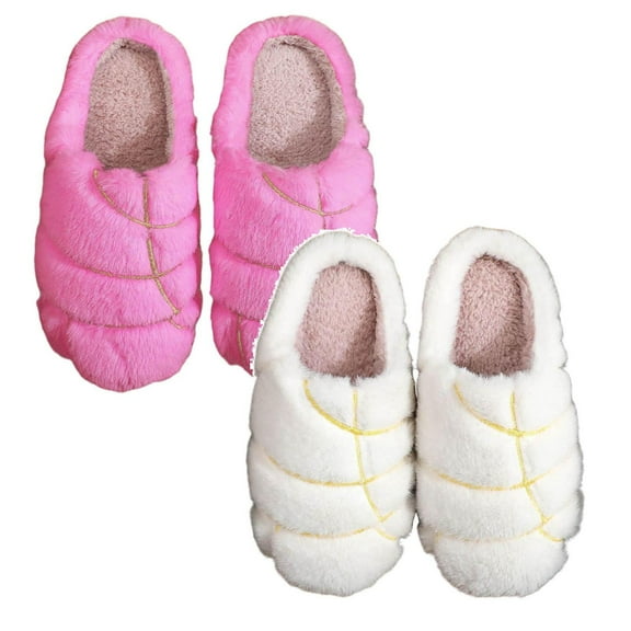 Unisex Adult Concha Slippers Memory Foam Casual, Round Toe (Red 1PCS & White 1PCS 45)