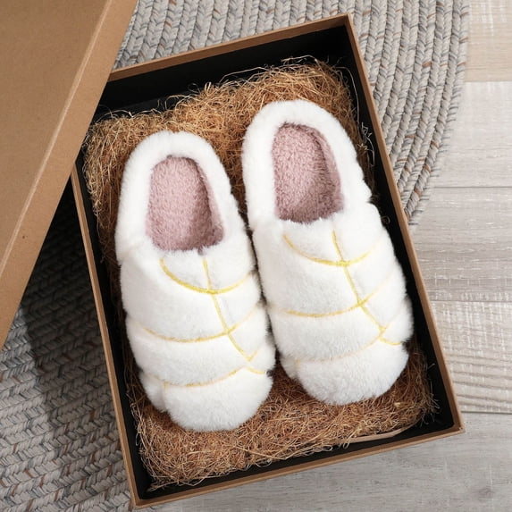 Unisex Adult Concha Slippers Memory Foam Casual, Round Toe (White 37)