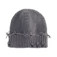 thumbnail image 1 of Unisex Adult Distressed Knit Beanie, Winter Y2K Punk Goth Slouch Hat,One Size, 1 of 3
