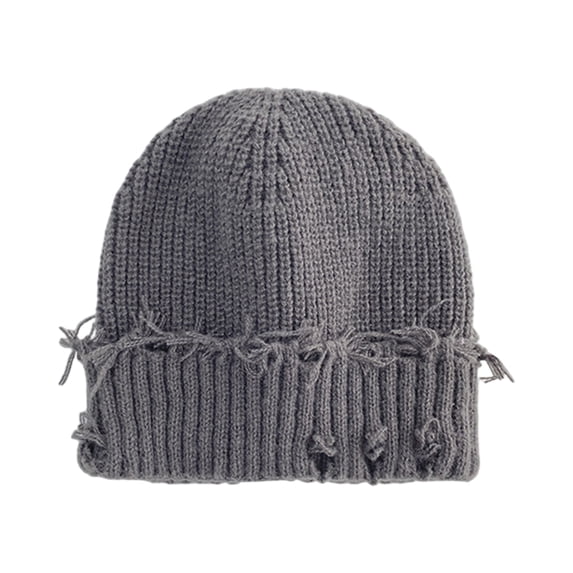 Unisex Adult Distressed Knit Beanie, Winter Y2K Punk Goth Slouch Hat,One Size