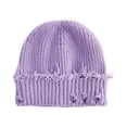 thumbnail image 1 of Unisex Adult Distressed Knit Beanie, Winter Y2K Punk Goth Slouch Hat,One Size, 1 of 3