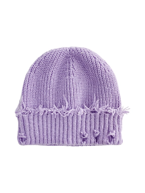 Unisex Adult Distressed Knit Beanie, Winter Y2K Punk Goth Slouch Hat,One Size