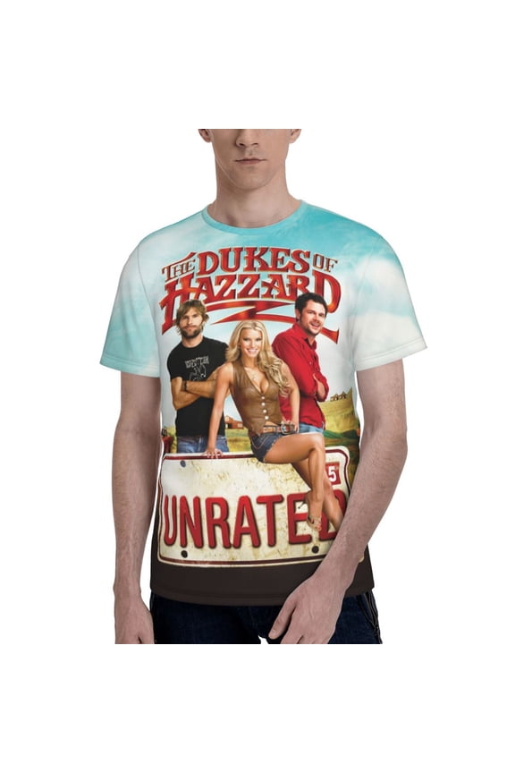 Unisex Adult Dukes Orange Car Haz-zard Graphic Tee Shirts Funny Cartoon 3D Print Short Sleeve T Shirts for Mens Womens