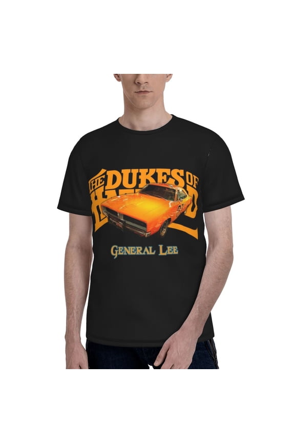 Unisex Adult Dukes Orange Car Haz-zard Graphic Tee Shirts Funny Cartoon 3D Print Short Sleeve T Shirts for Mens Womens