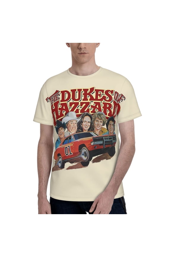 Unisex Adult Dukes Orange Car Haz-zard Graphic Tee Shirts Funny Cartoon 3D Print Short Sleeve T Shirts for Mens Womens