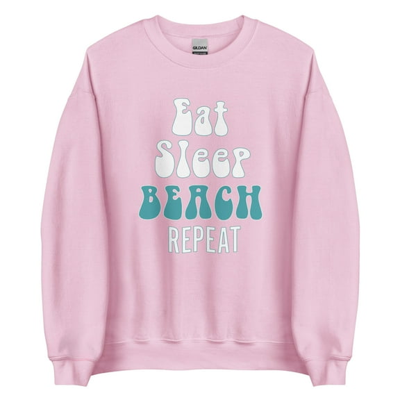 Unisex Adult Eat Sleep Beach Repeat Crewneck Fleece Sweatshirt