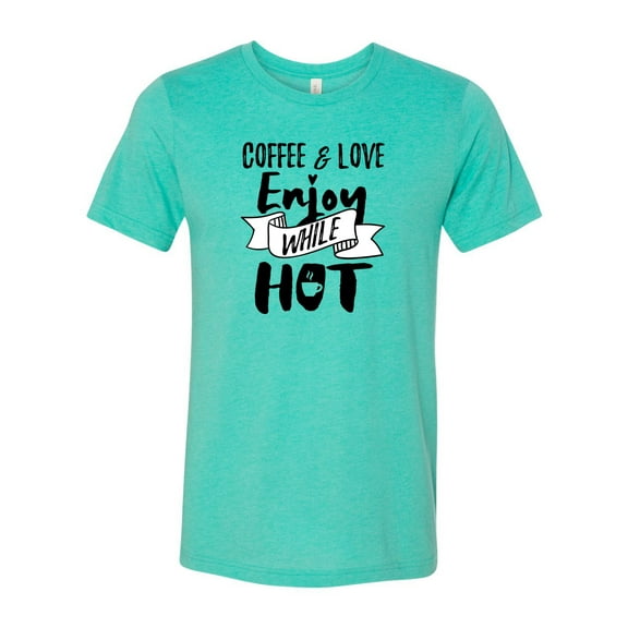 Unisex Adult Fit Coffee & Love Short Sleeve T-shirt-Sea Green Triblend-Small