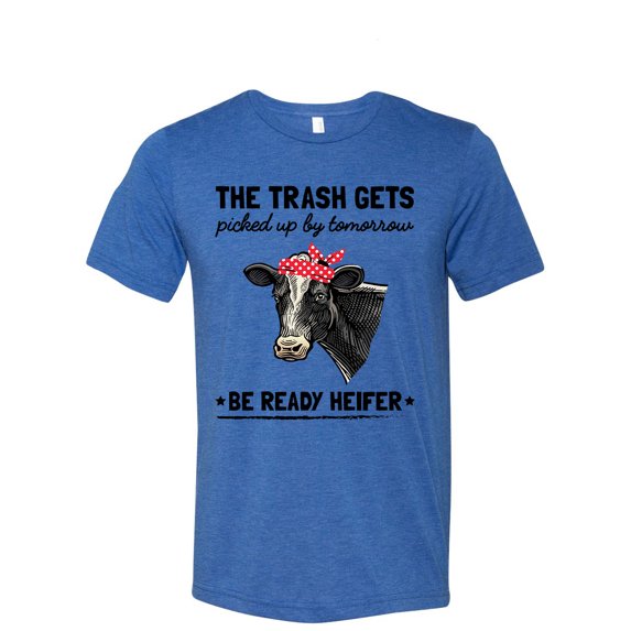 Unisex Adult Fit Cow Bandana Trash Pickup Funny Heifer Short Sleeve T-shirt-True Royal Triblend-xxl