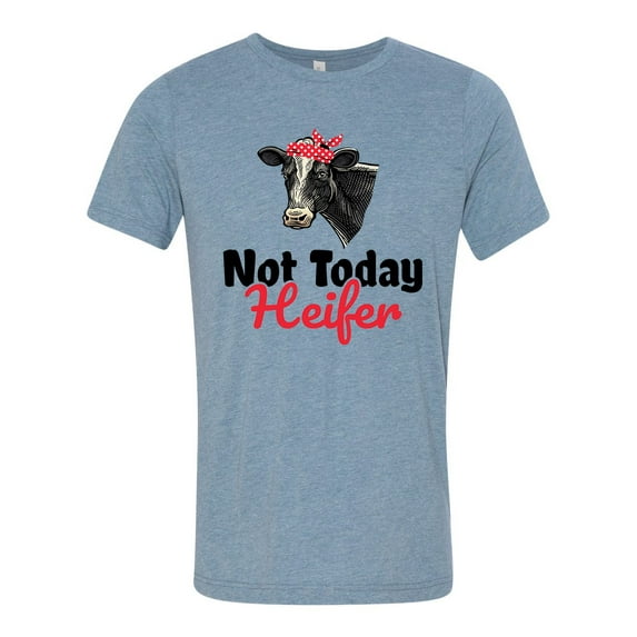 Unisex Adult Fit Cow Funny Not Today Heifer Short Sleeve T-shirt-Denim-xxl
