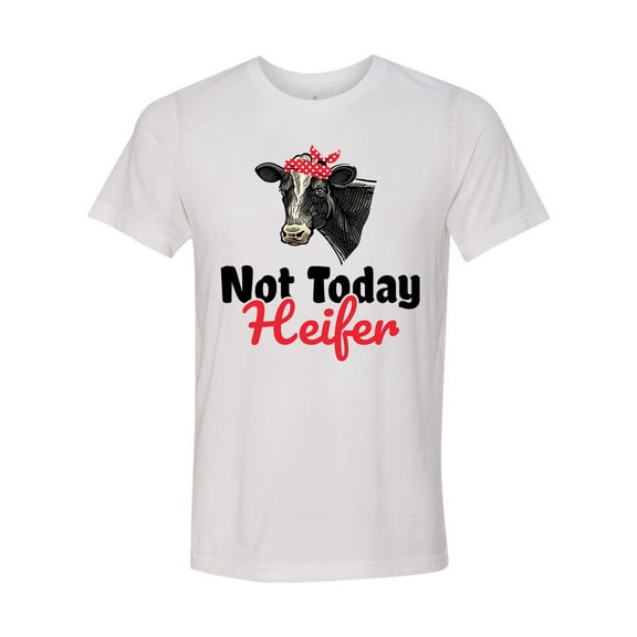 Unisex Adult Fit Cow Funny Not Today Heifer Short Sleeve T-shirt-White Triblend-large
